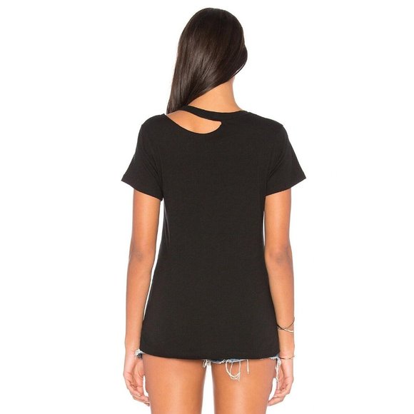 PAM & GELA Black Cotton Blend Jersey Cut-Out Crew Neck T-Shirt, Size P/XS - Picture 3 of 12